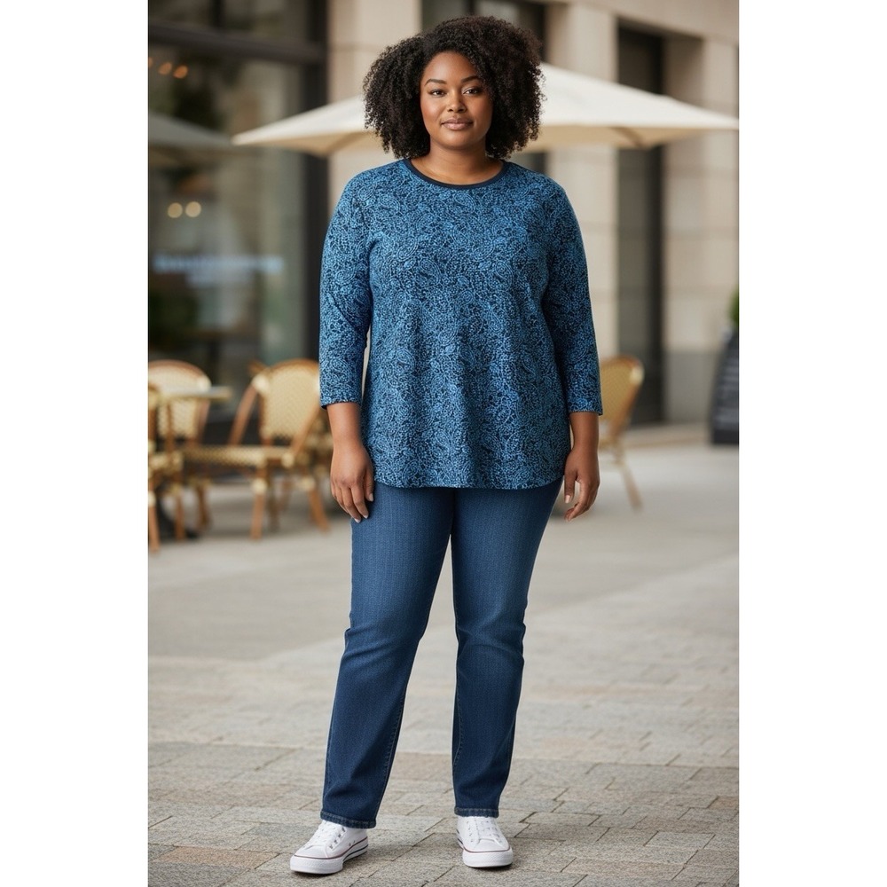 Lands End Women's Pullover Shirt Blue Size Large